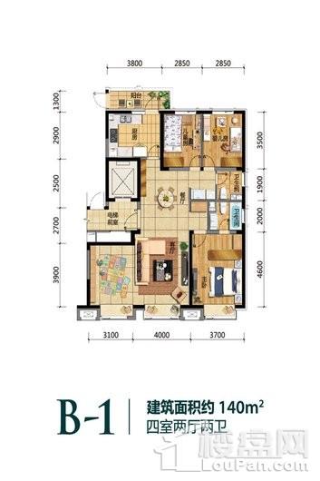 万科翡翠公园B-1户型图 4室2厅2卫1厨