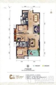 水岸国际1号楼C户型 3室2厅2卫1厨