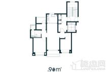 龙湖天璞雅筑户型1-90平 3室2厅1卫1厨