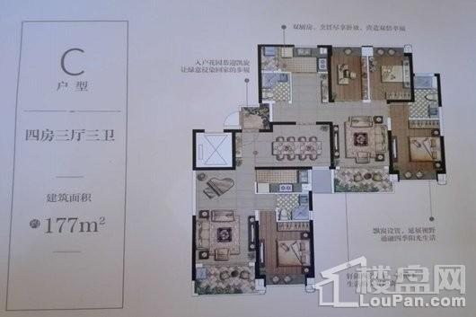 合生财富海景公馆177平户型 4室3厅3卫2厨