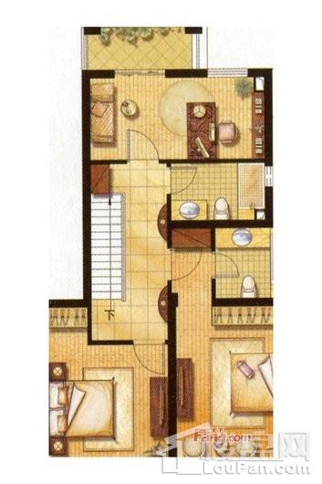 金领国际别墅F-B户型叠加式别墅二层 2室3厅3卫1厨