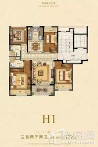 浦西玫瑰园小高层H1户型109㎡ 4室2厅2卫1厨