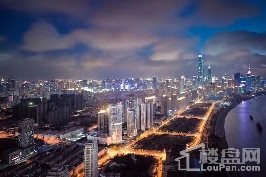 万科翡翠滨江夜景鸟瞰