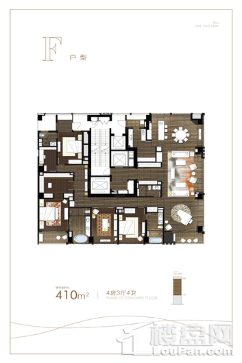 融创滨江壹号院F户型 4室3厅4卫1厨