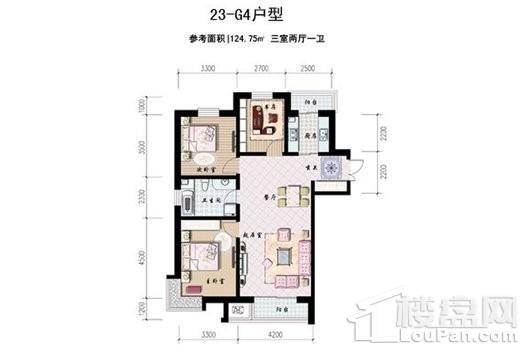 永盛·水调歌城23-G4户型 3室2厅1卫1厨