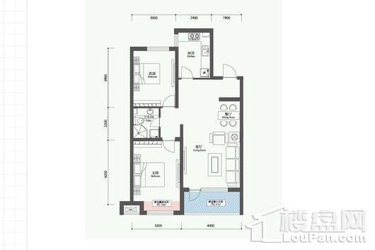 宏发·英里高层Aa户型 2室2厅1卫1厨