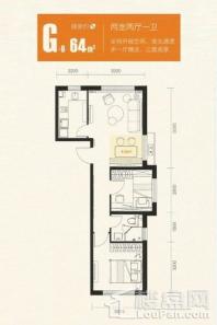 粤泰城G6-64平户型 2室2厅1卫1厨