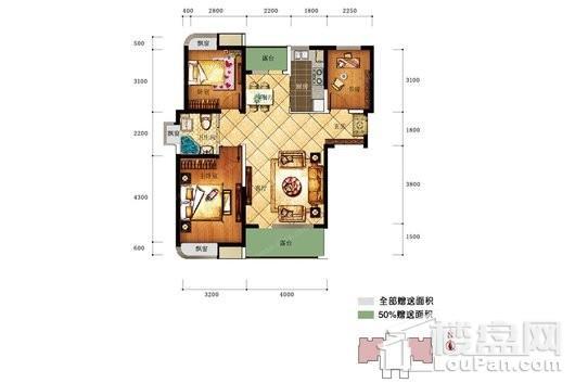 三盛颐景蓝湾104平 3室2厅1卫1厨