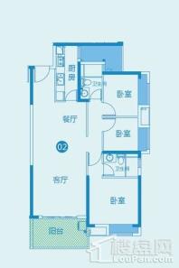 敏捷海琴湾1座02户型 3室2厅2厨