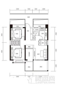 保辉·海悦城9栋08-10户型 2室2厅1卫1厨