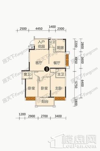 佰悦春天2栋01户型 3室2厅3卫1厨