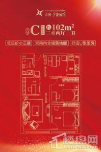 金博星城7#C户型 3室2厅1卫1厨