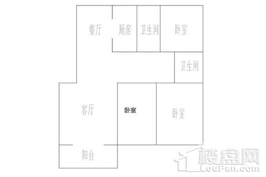 东方锦城164㎡户型 3室2厅2卫1厨