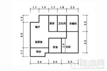 苏宁悦城87㎡户型 3室2厅1卫1厨