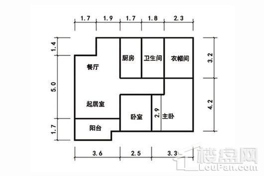 苏宁悦城87㎡户型 3室2厅1卫1厨
