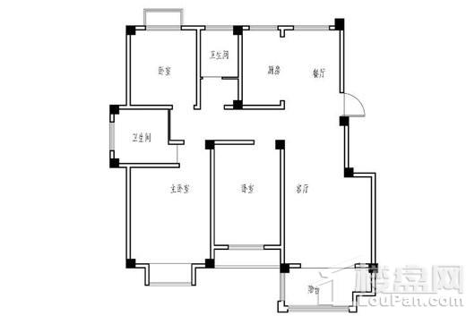 恒泰·山水文园120㎡户型 3室2厅2卫1厨