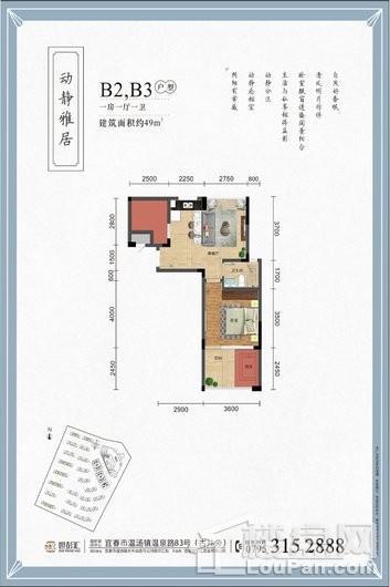 温汤1号B2,B3户型 1室1厅1卫