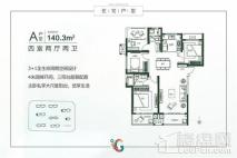 永威西郡二期A户型 4室2厅2卫1厨