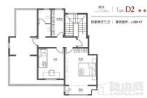 清华忆江南十五区珺山D2户型201平米二层 4室2厅3卫1厨