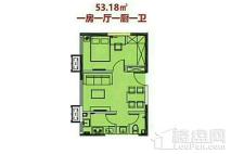 正商中州城8#53.18㎡户型 1室2厅1卫1厨