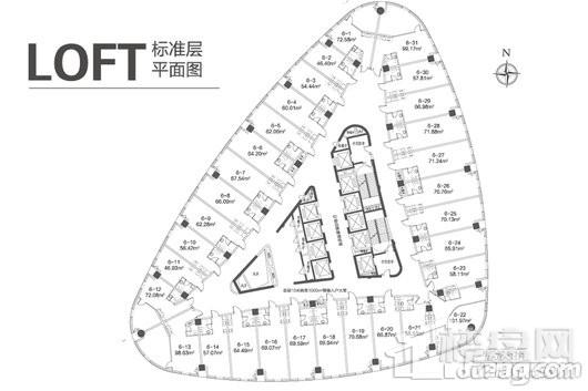 清华城都会轩LOFT公寓户型图 1室1厅1卫1厨