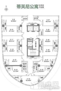 清华城都会轩蒂芙尼公寓9-21号户型 1室1卫1厨