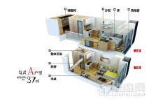 万科百荣万商国际荣寓复式A户型 2室2厅2卫2厨