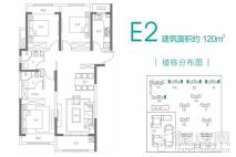 荣盛祝福花语水岸E2户型 3室2厅2卫1厨