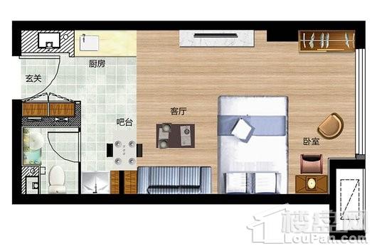 橄榄城新公馆平层公寓36.8-42.96平米 1室1厅1卫1厨