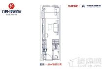 万科民安星辰A座28平户型2 1室1厅1卫1厨