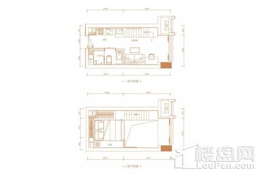 康桥悦城领仕馆soho约29㎡户型 1室1厅1卫1厨