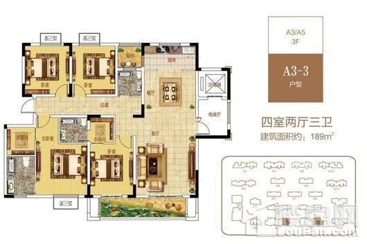 安纳西庄园A3-3户型 4室2厅3卫1厨