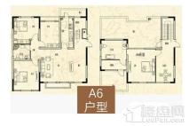 山顶御景园洋房A6户型 4室3厅2卫1厨