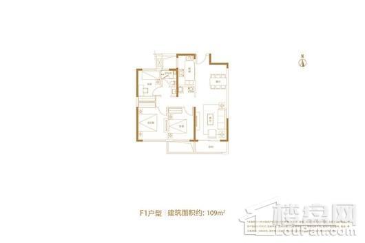 融创御湖宸院F1户型 3室2厅1卫1厨