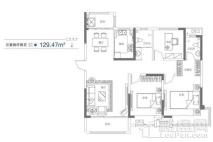 亚星福邸129.47平米户型 3室2厅2卫1厨