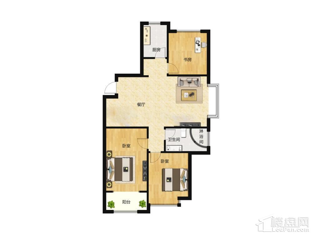 客厅、卧室均较方正增加居住舒适度，利于空间利用、家具摆放、格局方正，方便后期空间改造