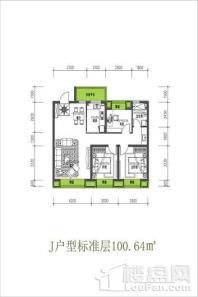 翡翠壹号丹东高层10#十五层J户型100 3室2厅1卫1厨