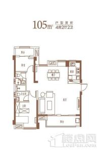 福晟·钱隆府105㎡户型图 4室2厅2卫1厨