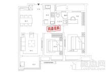 万科·公园大道B户型 3室2厅1卫1厨