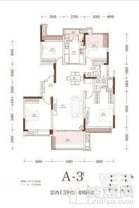 蓝光公园华府宽景洋房A3-1户型 4室2厅2卫1厨