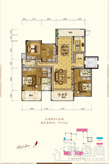 悦融湾洋房5层 4室2厅3卫1厨