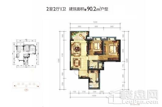 SM锦悦1#，7#D2户型 2室2厅1卫1厨