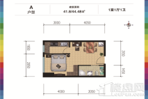 中凯家博汇公寓A户型 1室1厅1卫1厨