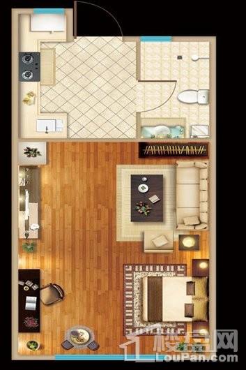 得力·生活广场项目公寓户型图 1室1厅1卫1厨