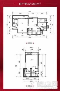 招商依云上城二期B型跃层户型 3室2厅3卫1厨