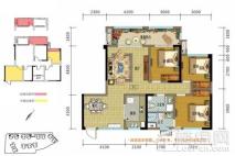 成都后花园蝶院43、44号楼I2户型标准层 3室2厅2卫1厨