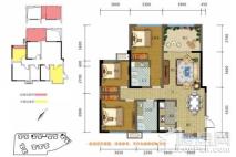 成都后花园蝶院44、46号楼I3户型标准层 3室2厅2卫1厨