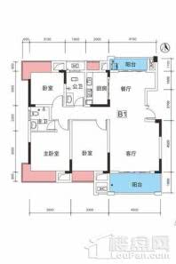 源盛.世纪花城B1户型 3室2厅2卫1厨