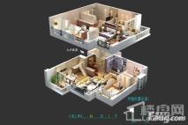 恒大都汇华庭3梯2单元45层1号房A现代户型模型效果图 4室2厅3卫1厨