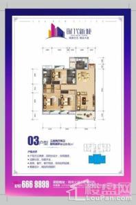 时代新城03户型 3室2厅1卫2厨